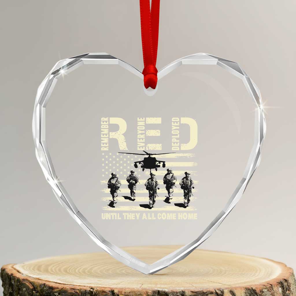Red Friday Heart Crystal Glass Ornament R.E.D Until They All Come Home Support American Troops US Flag TS02 Transparent Glass 3'' Heart Print Your Wear