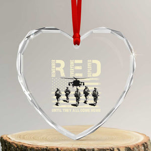 Red Friday Heart Crystal Glass Ornament R.E.D Until They All Come Home Support American Troops US Flag TS02 Transparent Glass 3'' Heart Print Your Wear