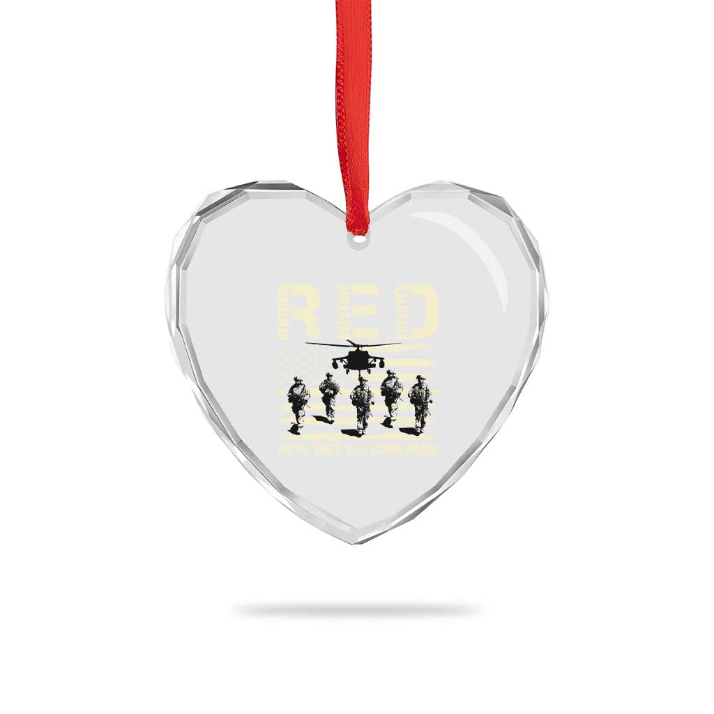 Red Friday Heart Crystal Glass Ornament R.E.D Until They All Come Home Support American Troops US Flag TS02 Print Your Wear