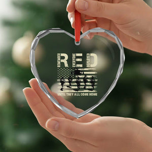 Red Friday Heart Crystal Glass Ornament R.E.D Until They All Come Home Support American Troops US Flag TS02 Print Your Wear