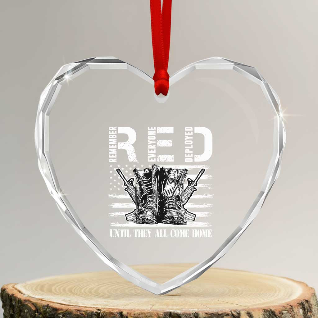 Red Friday Heart Crystal Glass Ornament R.E.D Until They All Come Home Support Troops Military Combat Boots TS02 Transparent Glass 3'' Heart Print Your Wear