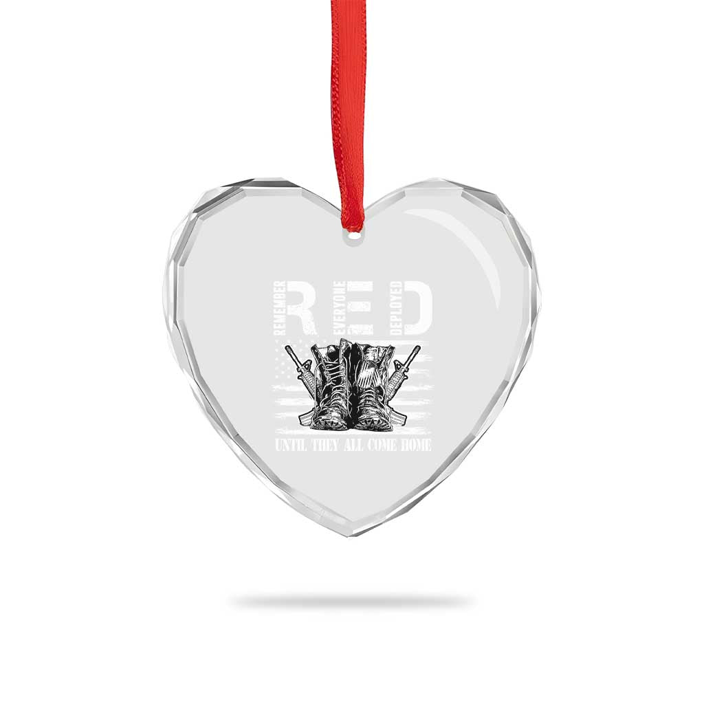Red Friday Heart Crystal Glass Ornament R.E.D Until They All Come Home Support Troops Military Combat Boots TS02 Print Your Wear