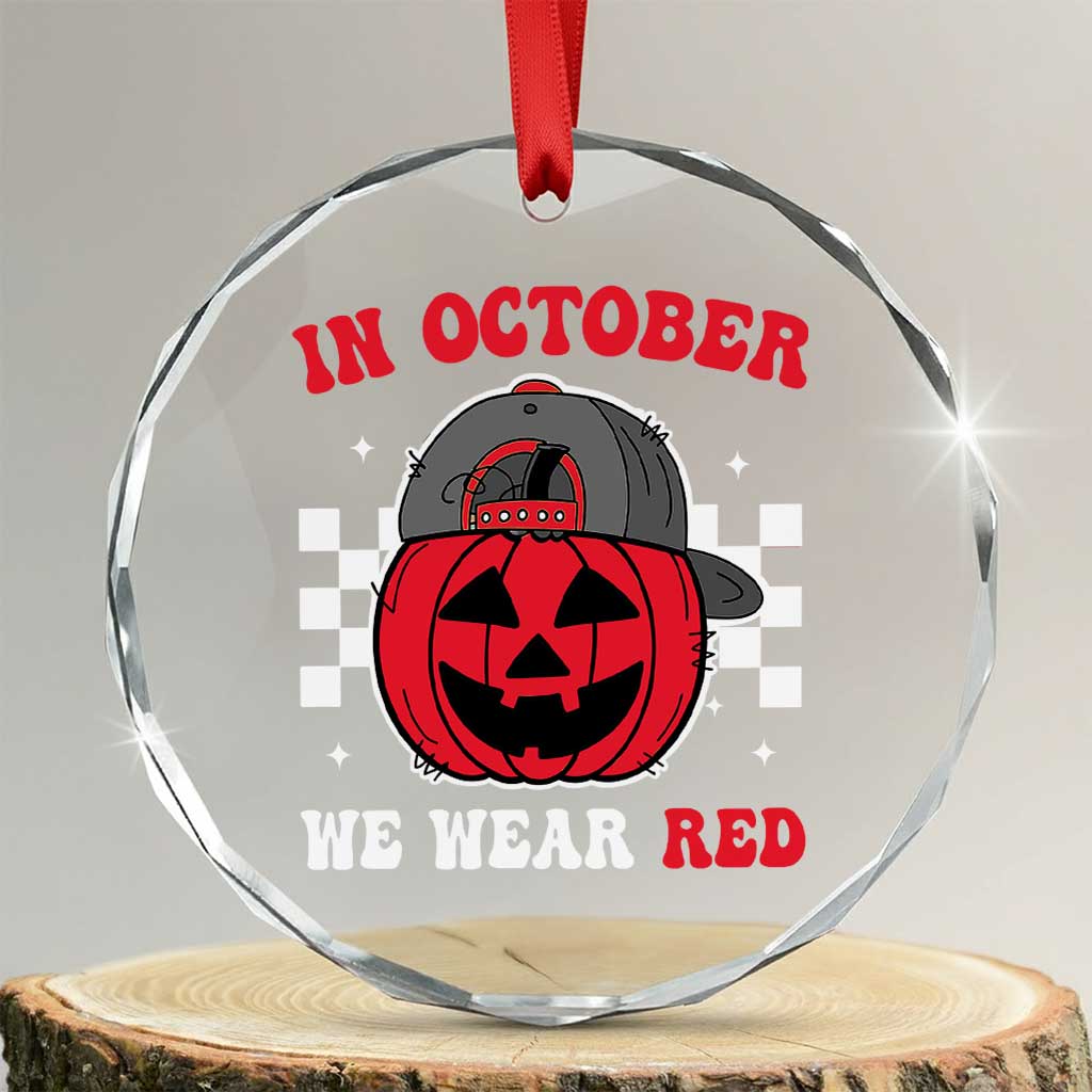 Red October Halloween Crystal Glass Ornament Vintage Philadelphia Baseball Fan Jackolantern Pumpkin TS10 Transparent Glass 3'' Circle Print Your Wear