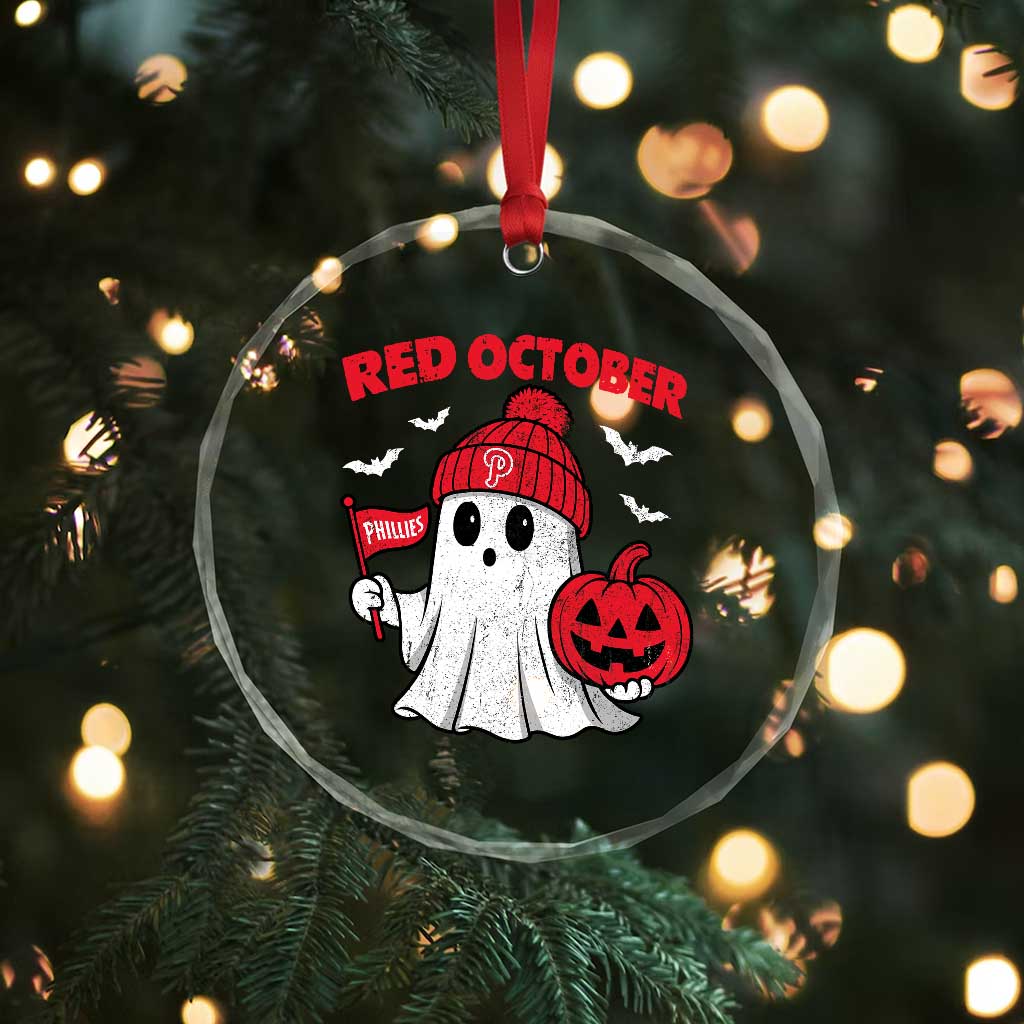 Red October Halloween Ghost Crystal Glass Ornament Philadelphia Spooky Pumpkin Baseball Fan TS10 Print Your Wear