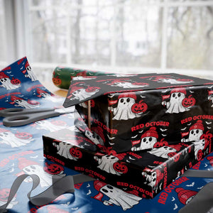 Red October Halloween Ghost Wrapping Paper Roll Philadelphia Spooky Pumpkin Baseball Fan TS10 Black Print Your Wear