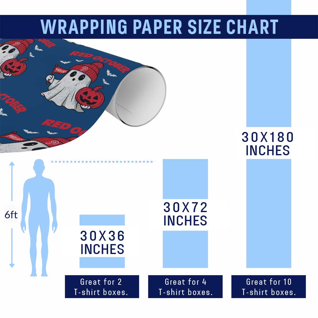 Red October Halloween Ghost Wrapping Paper Roll Philadelphia Spooky Pumpkin Baseball Fan TS10 Print Your Wear