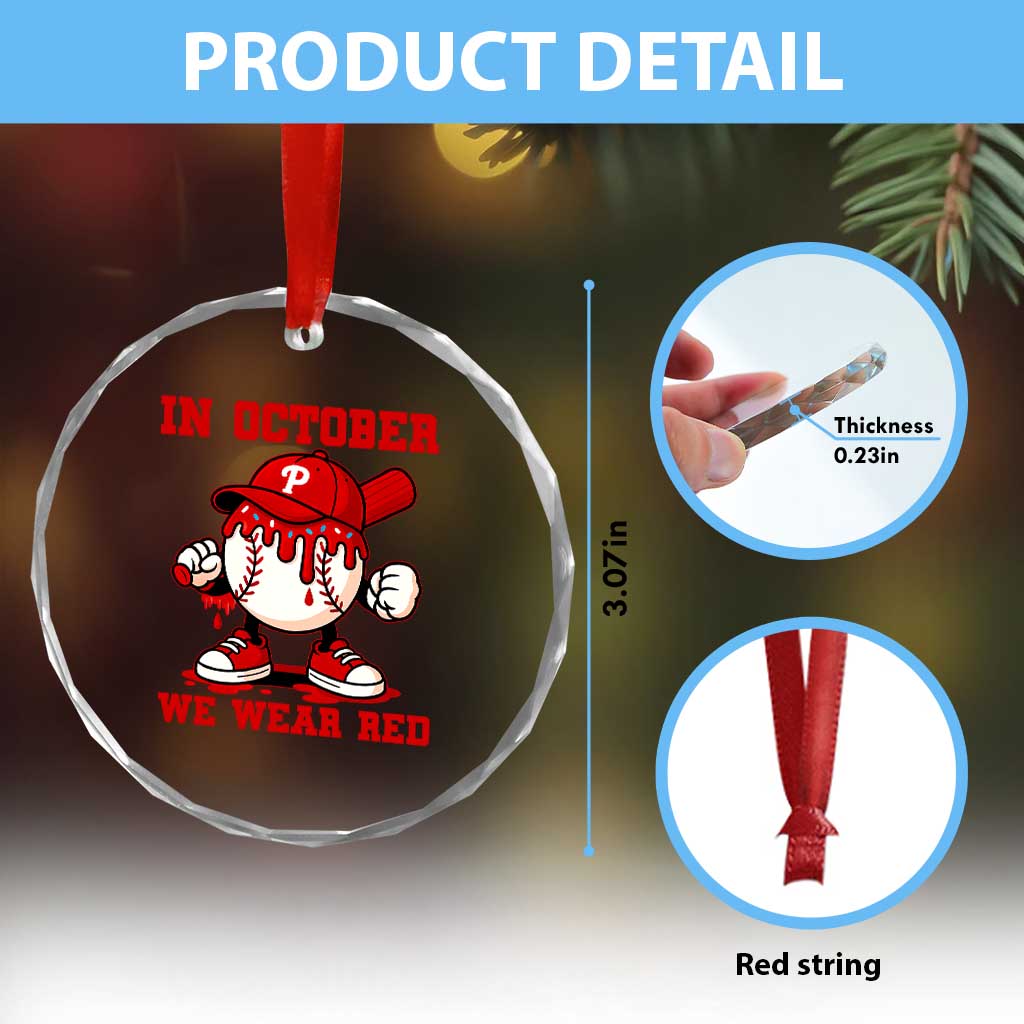 Red October Philly Crystal Glass Ornament Philadelphia Baseball Drip Boy TS10 Print Your Wear