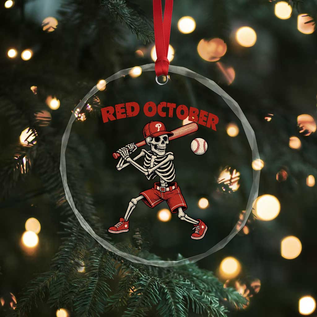 Red October Skeleton Baseball Crystal Glass Ornament Philadelphia Halloween Costume Funny TS10 Print Your Wear