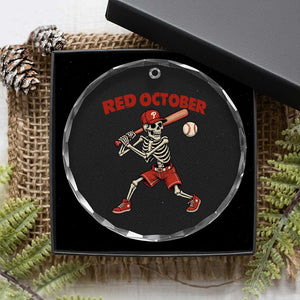 Red October Skeleton Baseball Crystal Glass Ornament Philadelphia Halloween Costume Funny TS10 Print Your Wear