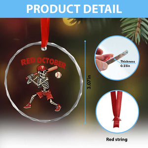 Red October Skeleton Baseball Crystal Glass Ornament Philadelphia Halloween Costume Funny TS10 Print Your Wear