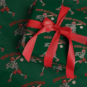 Red October Skeleton Baseball Wrapping Paper Roll Philadelphia Halloween Costume Funny TS10 Green Print Your Wear