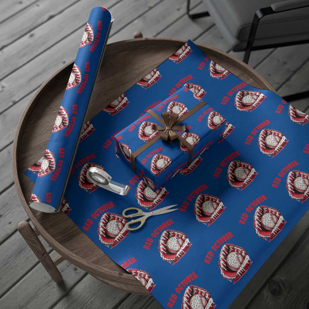 Red October Wrapping Paper Roll Baseball Drip Ice Cream Sprinkles Baseball Glove TS10 Blue Print Your Wear
