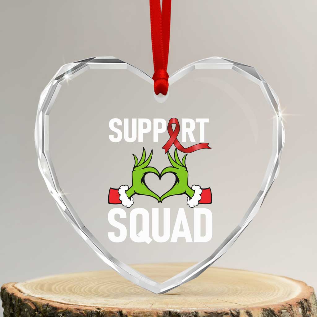 Red Ribbon AIDS Awareness Heart Crystal Glass Ornament Elf Hand Christmas HIV Support TS14 Transparent Glass 3'' Heart Print Your Wear