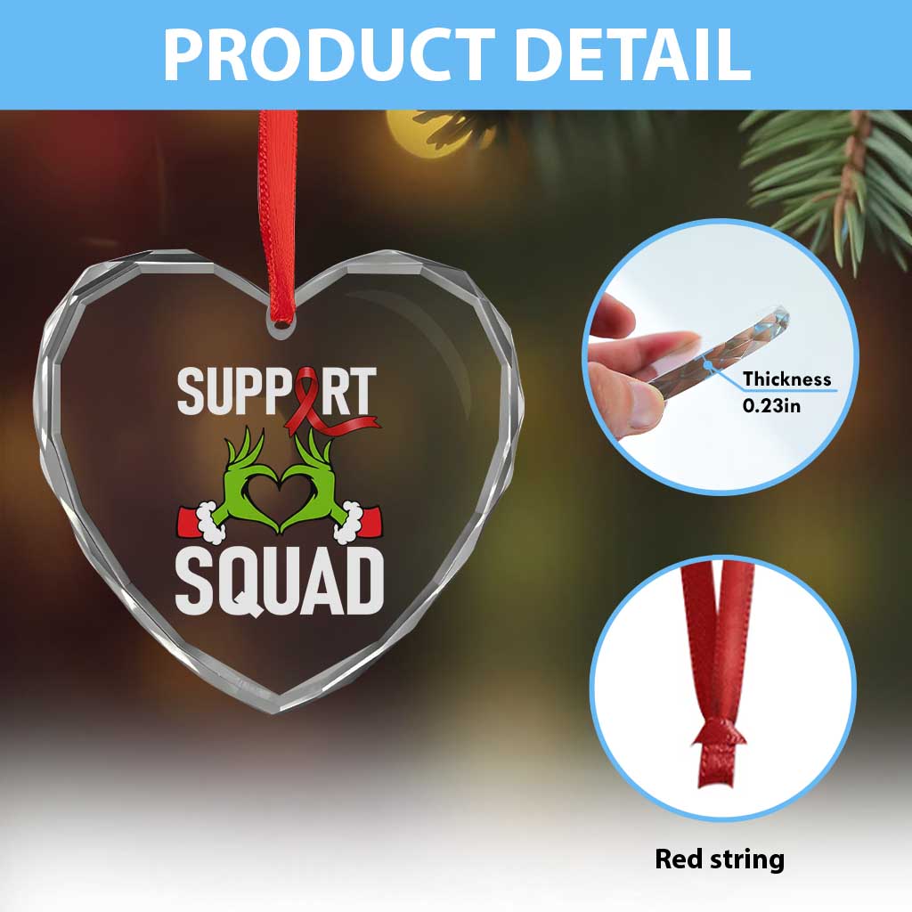 Red Ribbon AIDS Awareness Heart Crystal Glass Ornament Elf Hand Christmas HIV Support TS14 Print Your Wear