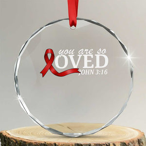 Red Ribbon Christian Crystal Glass Ornament Cross Bible Verse Inspirational Religious Faith TS14 Transparent Glass 3'' Circle Print Your Wear