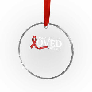 Red Ribbon Christian Crystal Glass Ornament Cross Bible Verse Inspirational Religious Faith TS14 Print Your Wear