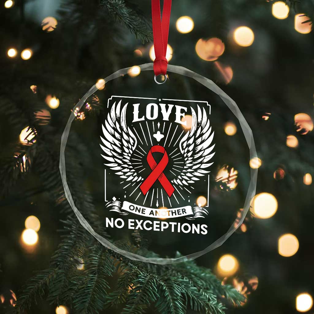 Red Ribbon Christian Crystal Glass Ornament Cross Minimal Faith HIV Awareness Religious TS14 Print Your Wear