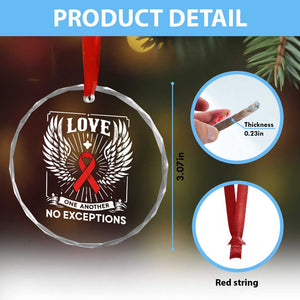 Red Ribbon Christian Crystal Glass Ornament Cross Minimal Faith HIV Awareness Religious TS14 Print Your Wear