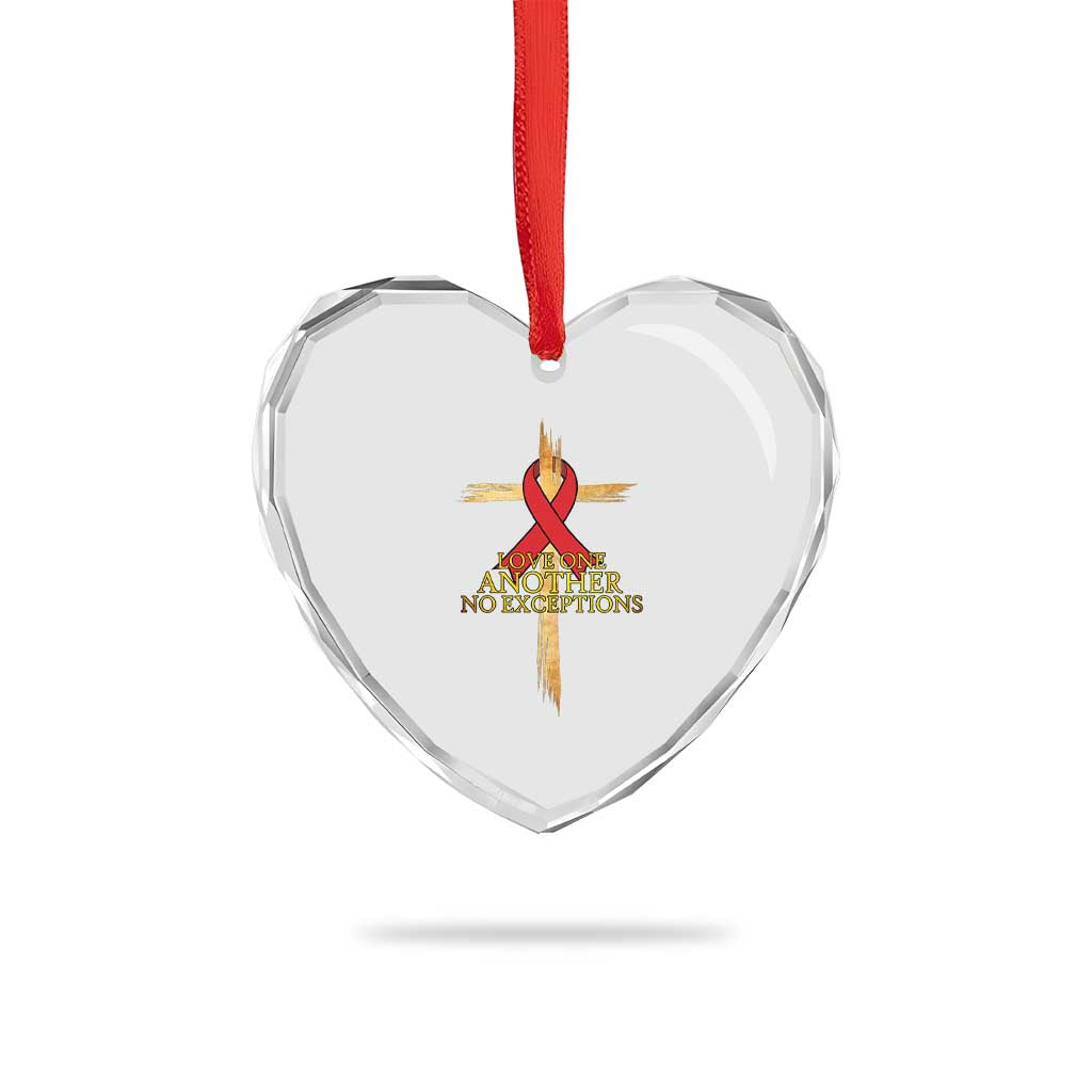 Red Ribbon Christian Heart Crystal Glass Ornament Cross Bible Verse TS14 Print Your Wear