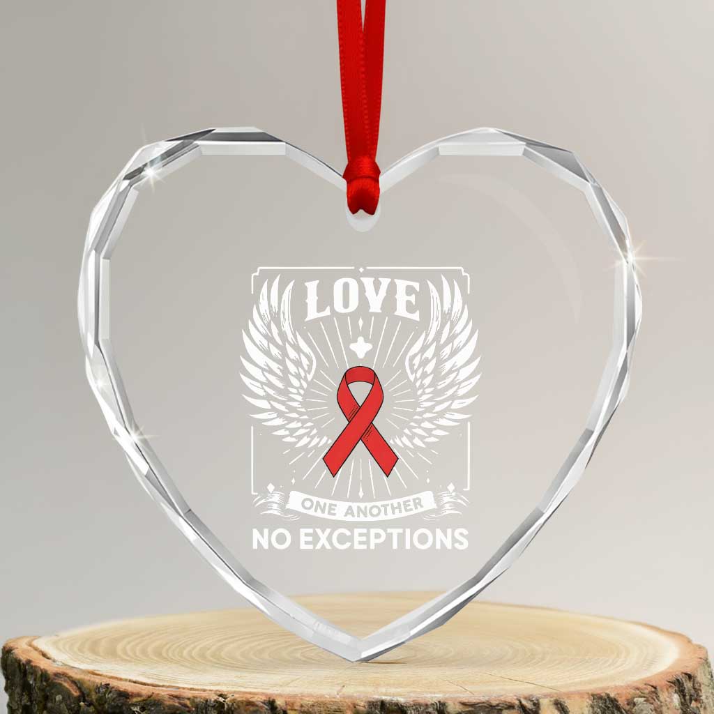Red Ribbon Christian Heart Crystal Glass Ornament Cross Minimal Faith HIV Awareness Religious TS14 Transparent Glass 3'' Heart Print Your Wear