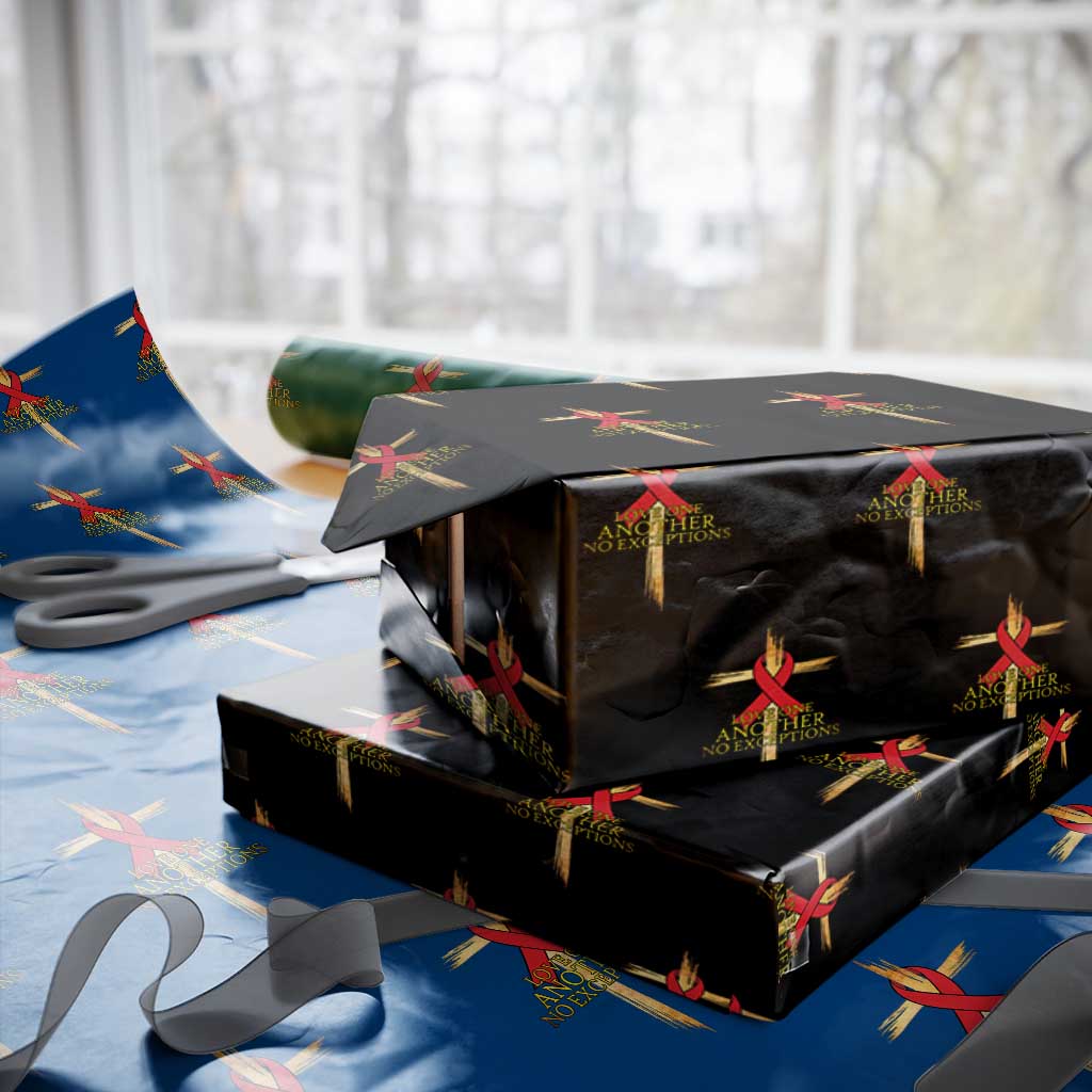 Red Ribbon Christian Wrapping Paper Roll Cross Bible Verse TS14 Black Print Your Wear