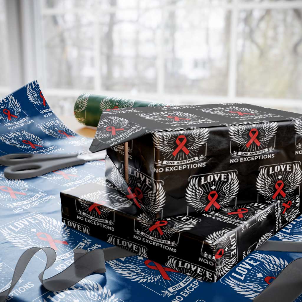 Red Ribbon Christian Wrapping Paper Roll Cross Minimal Faith HIV Awareness Religious TS14 Black Print Your Wear