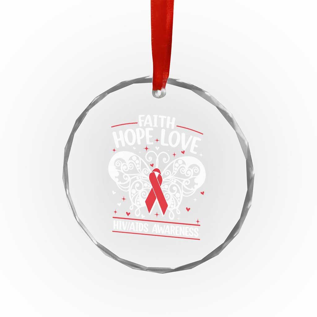 Red Ribbon Faith Hope Love Crystal Glass Ornament World AIDS Day Gift TS12 Print Your Wear