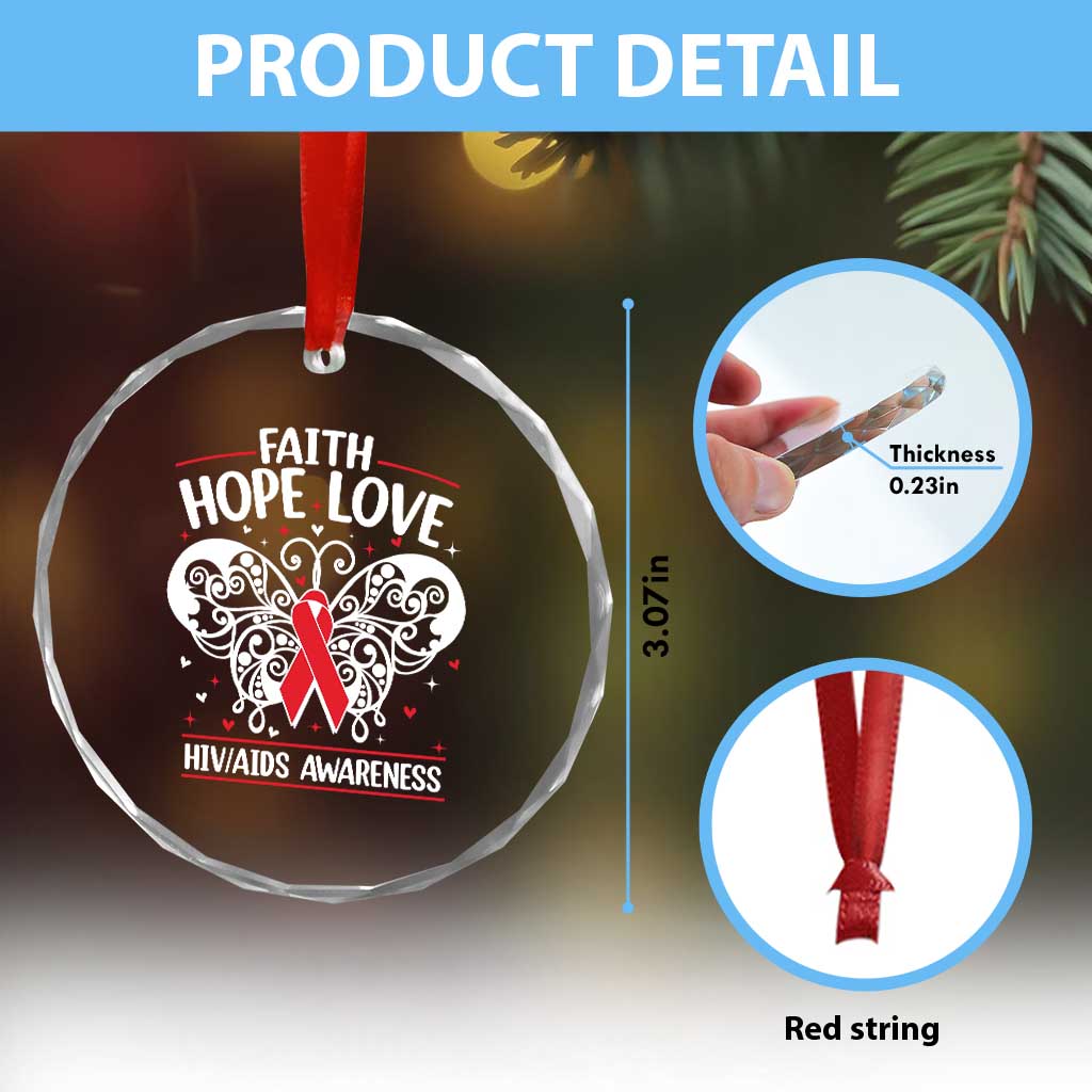 Red Ribbon Faith Hope Love Crystal Glass Ornament World AIDS Day Gift TS12 Print Your Wear