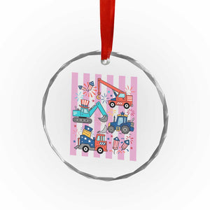 Red White And Blue Construction Crew Crystal Glass Ornament Patriotic Kids 4th Of July