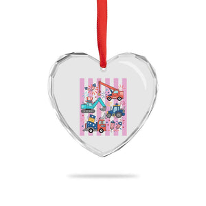 Red White And Blue Construction Crew Heart Crystal Glass Ornament Patriotic Kids 4th Of July
