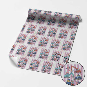 Red White And Blue Construction Crew Wrapping Paper Roll Patriotic Kids 4th Of July