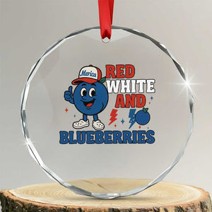 Red White and Blueberries Crystal Glass Ornament Patriotic Fruit Cartoon Graphic TS02 Transparent Glass 3'' Circle Print Your Wear