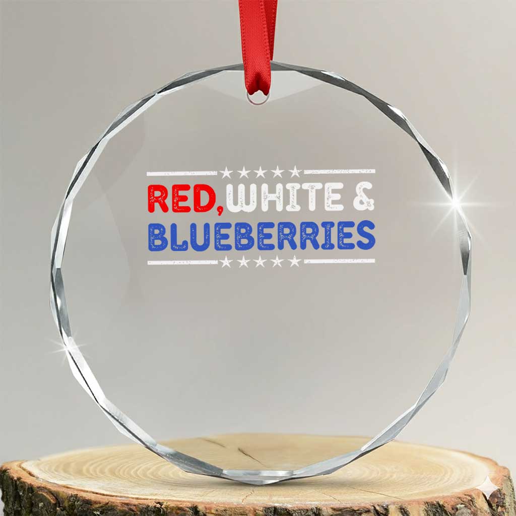 Red White and Blueberries Crystal Glass Ornament Patriotic Tribute Memorial TS02 Transparent Glass 3'' Circle Print Your Wear