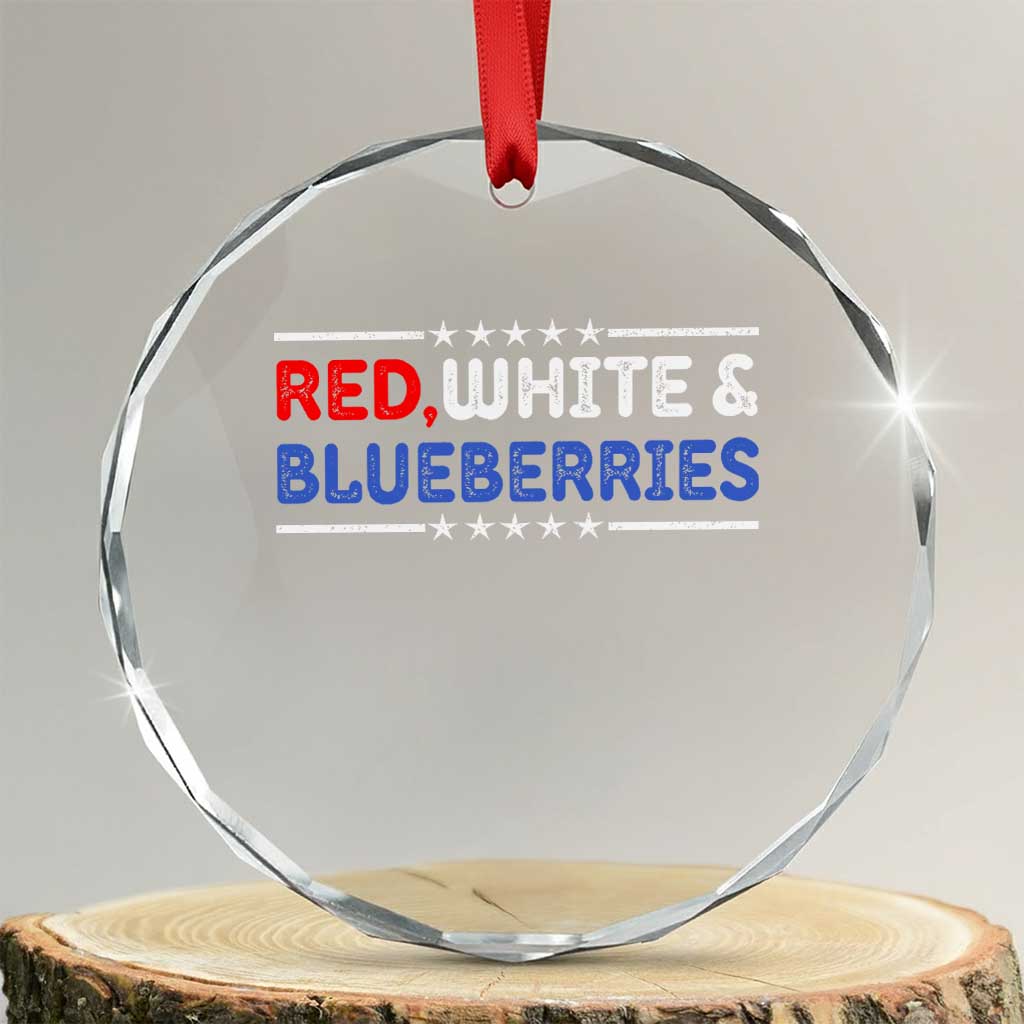 Red White and Blueberries Crystal Glass Ornament Patriotic Tribute Memorial TS02 Transparent Glass 3'' Circle Print Your Wear