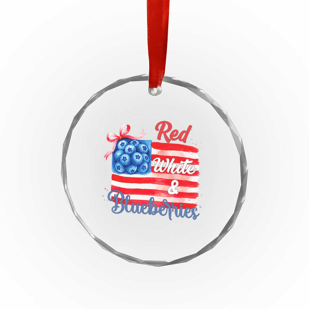 Red White and Blueberries Crystal Glass Ornament Patriotic Vintage American Flag Coquette Bow TS02 Print Your Wear