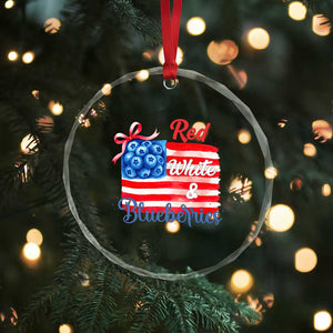 Red White and Blueberries Crystal Glass Ornament Patriotic Vintage American Flag Coquette Bow TS02 Print Your Wear