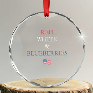 Red White and Blueberries Crystal Glass Ornament Vintage American Flag Patriotic TS02 Transparent Glass 3'' Circle Print Your Wear