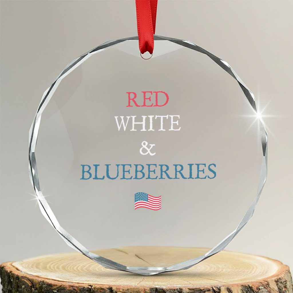 Red White and Blueberries Crystal Glass Ornament Vintage American Flag Patriotic TS02 Transparent Glass 3'' Circle Print Your Wear