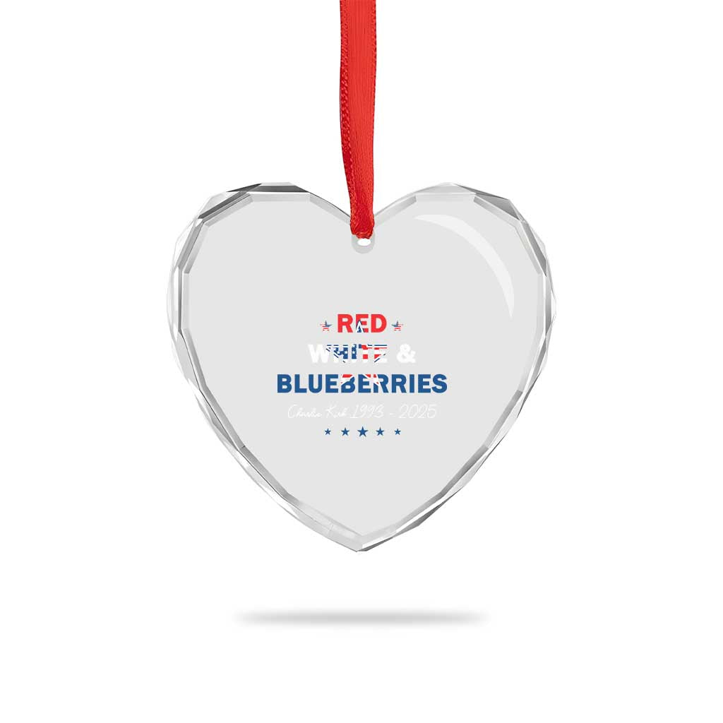 Red White and Blueberries Heart Crystal Glass Ornament Charlie Kirk 1993 2025 Patriotic Memorial TS02 Print Your Wear