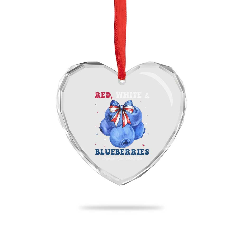Red White and Blueberries Heart Crystal Glass Ornament Charlie Kirk Tribute 1993 2025 Memorial TS02 Print Your Wear