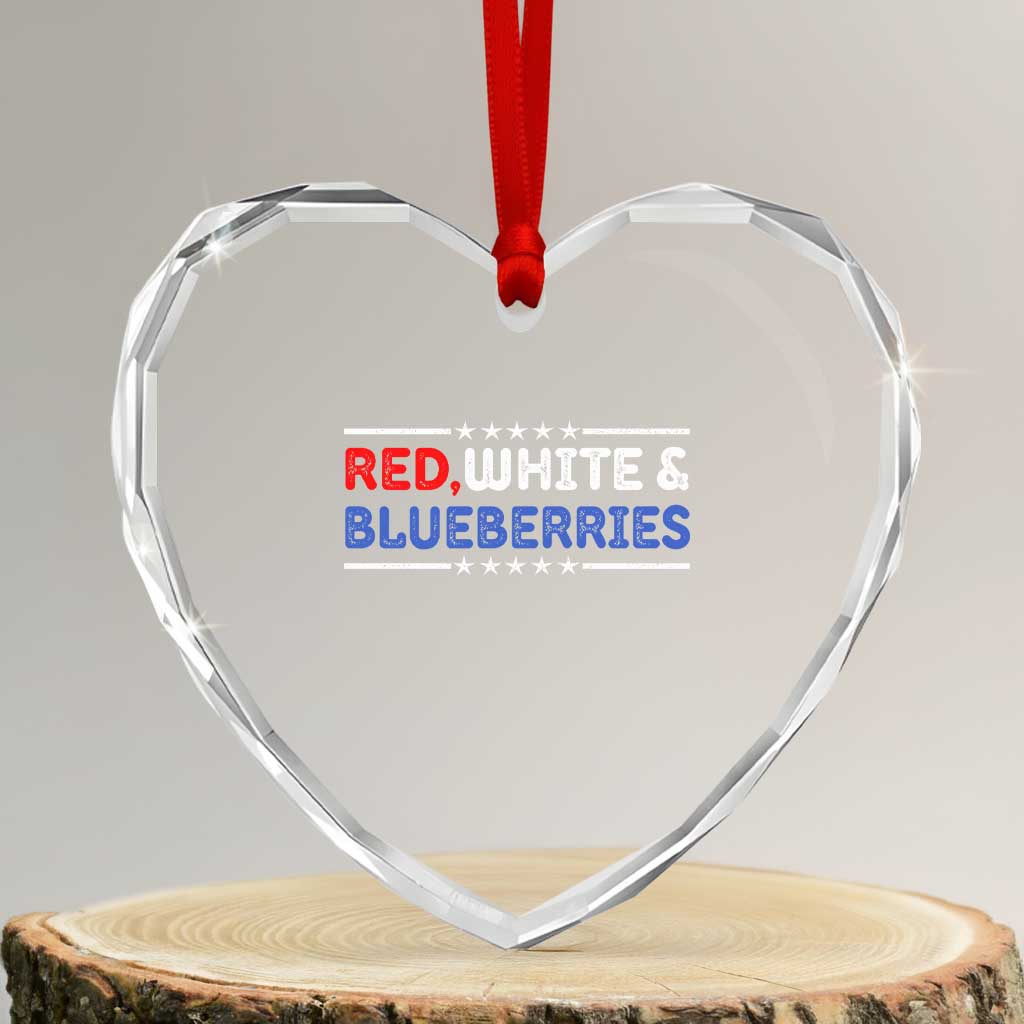 Red White and Blueberries Heart Crystal Glass Ornament Patriotic Tribute Memorial TS02 Transparent Glass 3'' Heart Print Your Wear