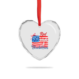 Red White and Blueberries Heart Crystal Glass Ornament Patriotic Vintage American Flag Coquette Bow TS02 Print Your Wear