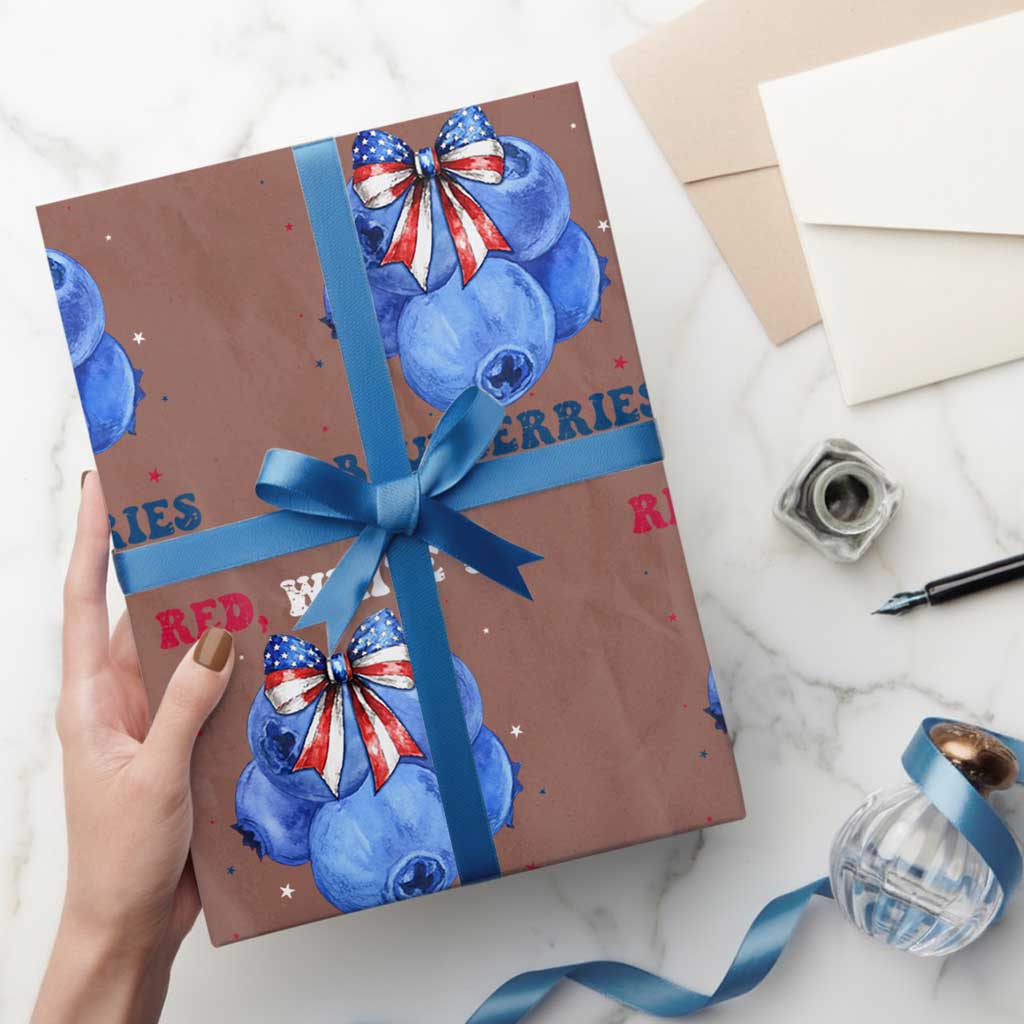 Red White and Blueberries Wrapping Paper Roll Charlie Kirk Tribute 1993 2025 Memorial TS02 Mocha Print Your Wear