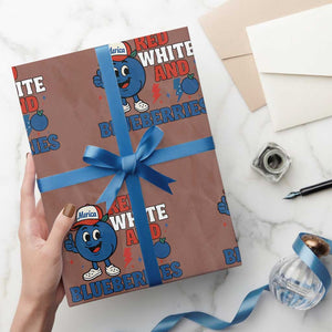 Red White and Blueberries Wrapping Paper Roll Patriotic Fruit Cartoon Graphic TS02 Mocha Print Your Wear