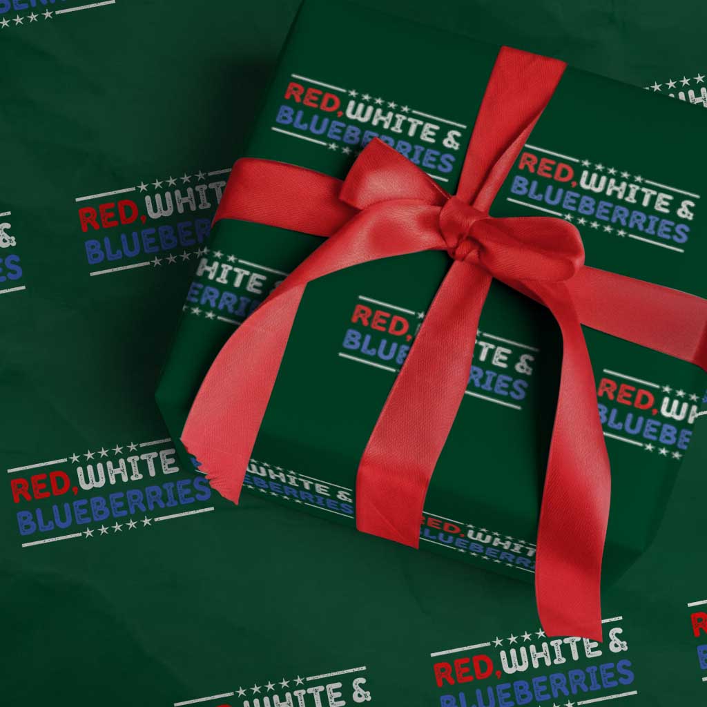 Red White and Blueberries Wrapping Paper Roll Patriotic Tribute Memorial TS02 Green Print Your Wear