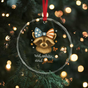 Red White and Feral Raccoon Crystal Glass Ornament Funny Patriotic Animal 4th of July TS02 Print Your Wear