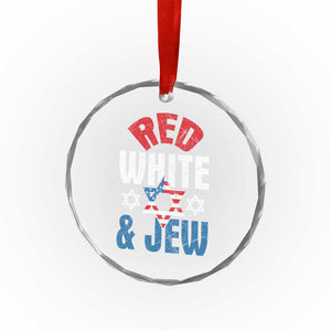 Red White and Jew Crystal Glass Ornament Funny Jewish Patriotic 4th of July Star Of David TS02 Print Your Wear