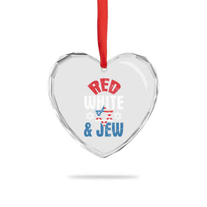 Red White and Jew Heart Crystal Glass Ornament Funny Jewish Patriotic 4th of July Star Of David TS02 Print Your Wear