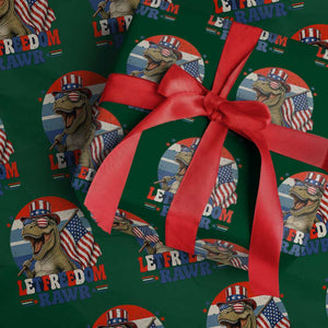 Red White Blue Dinosaur Pride Wrapping Paper Roll Let Freedom Rawr