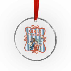 Red White Blue Feminist Pride Crystal Glass Ornament Girls Will Be Girls